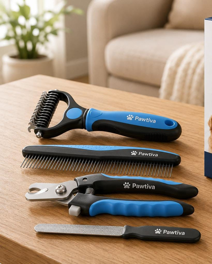 Pawtiva 4-in-1 Deshedding Grooming Kit