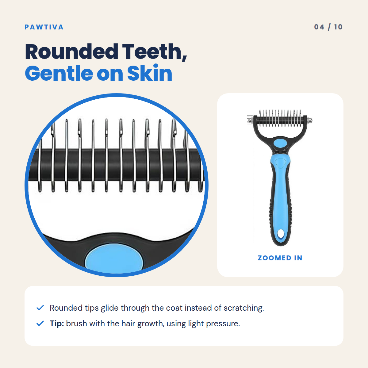 Pawtiva deshedding grooming kit – feature 4