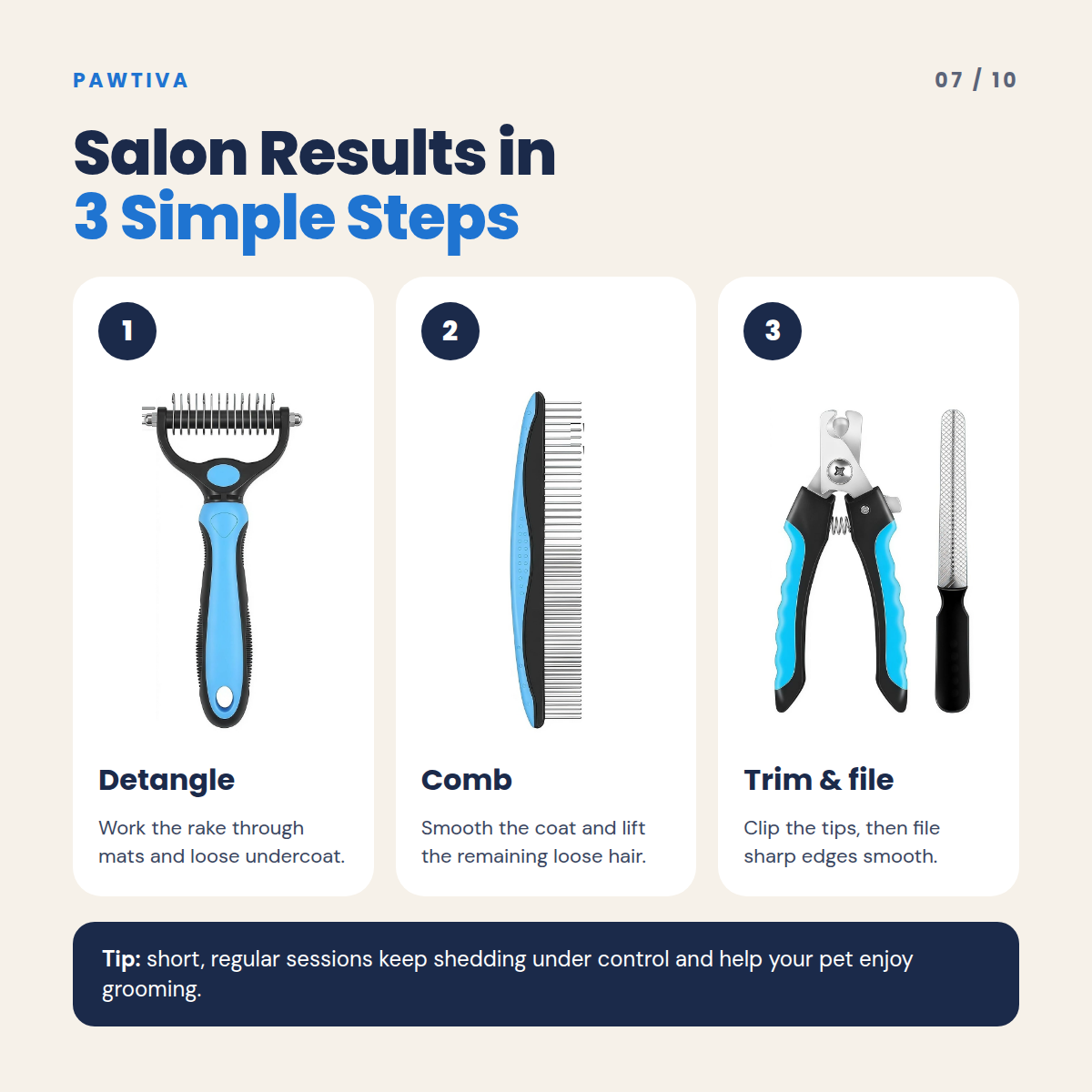 Pawtiva deshedding grooming kit – feature 7