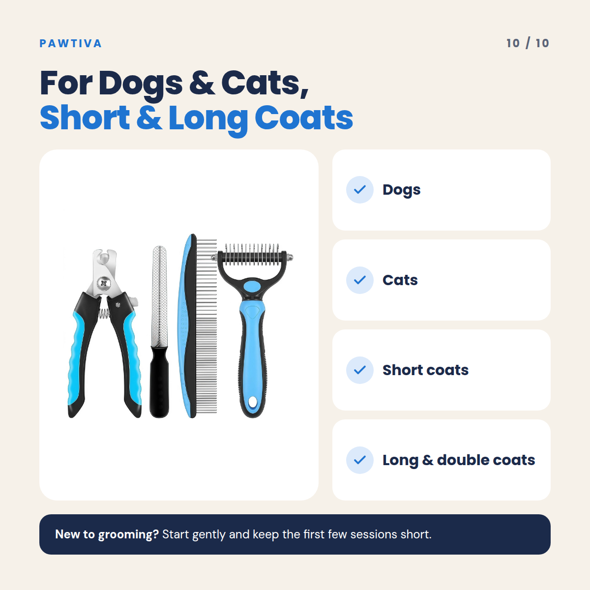 Pawtiva deshedding grooming kit – feature 10